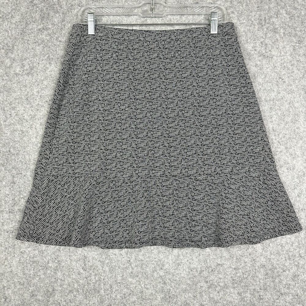 Margaret M Pencil Flare Skirt Womens M Black White Stretch Comfort Office Career